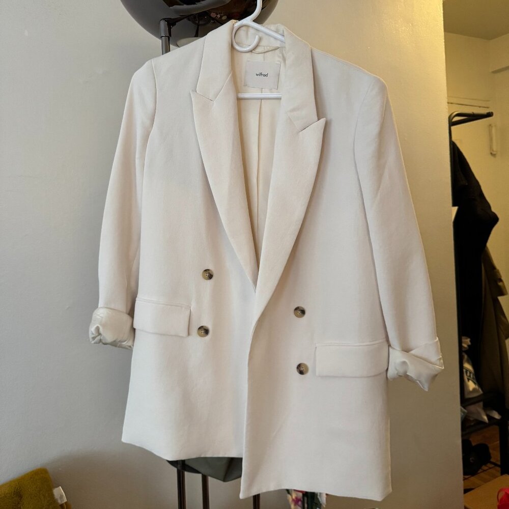 Aritzia Double-Breasted Cream Blazer
